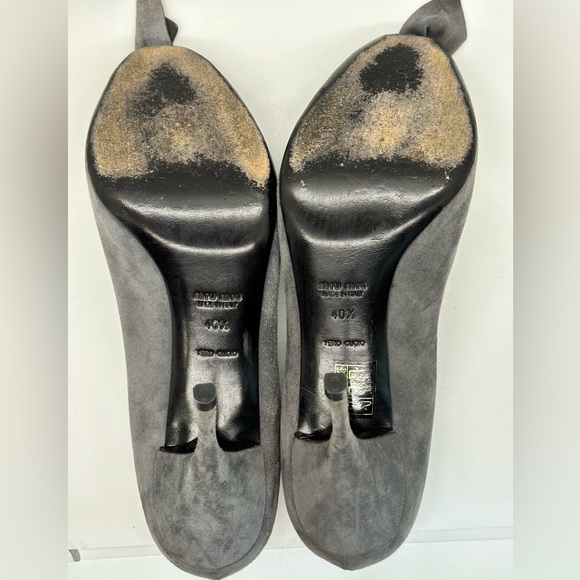Miu Miu Grey Suede Peep Tow Bow Stiletto‎ Heels size 10.5 (40.5) EUC! 😍 - Picture 9 of 14